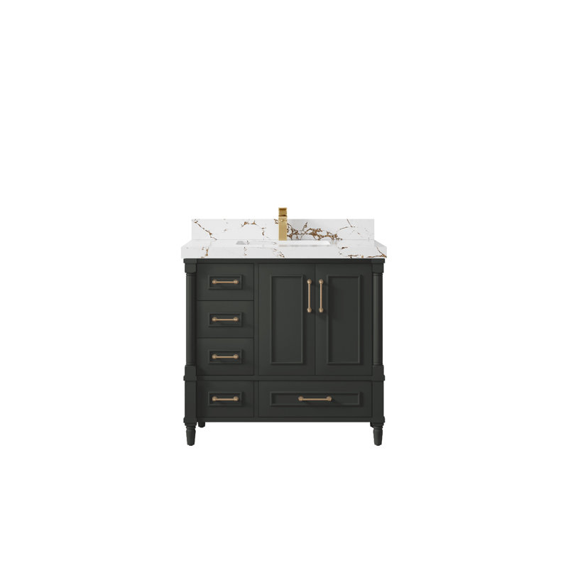 Meuble-lavabo simple 36 po avec comptoir Aberdeen, Doré Viola