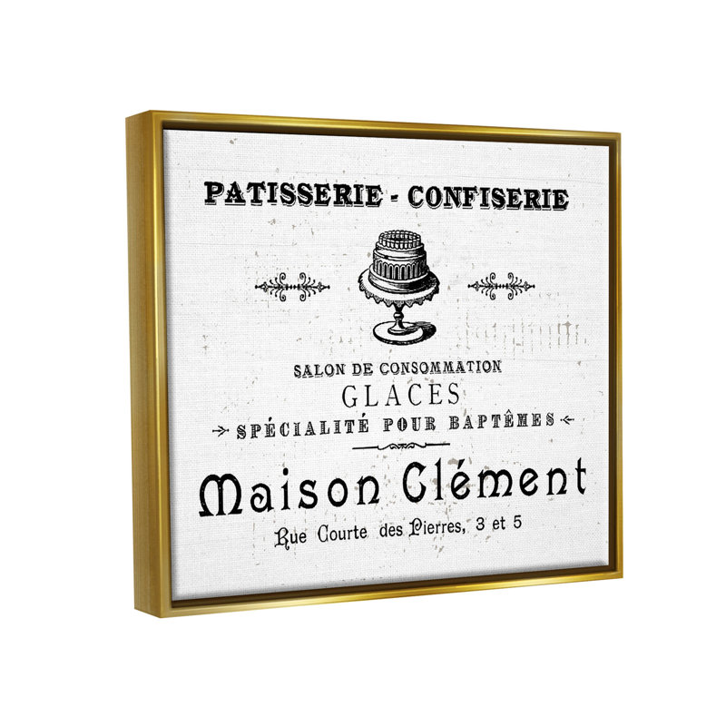 «Vintage Patisserie Bakery», art giclée par Lil 'Rue, H 25 po x l 31 po x P 1,7 po, Cadre flottant métallique doré