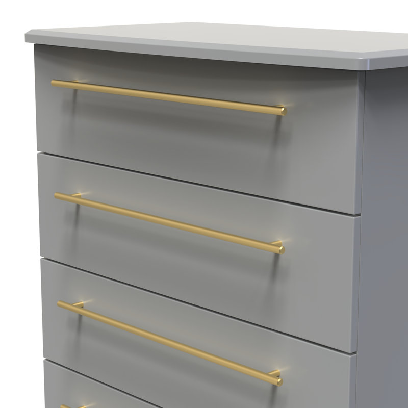 Fully Assembled Akhavi 5 Drawer 76.5Cm W Chest of Drawers, Dust Grey