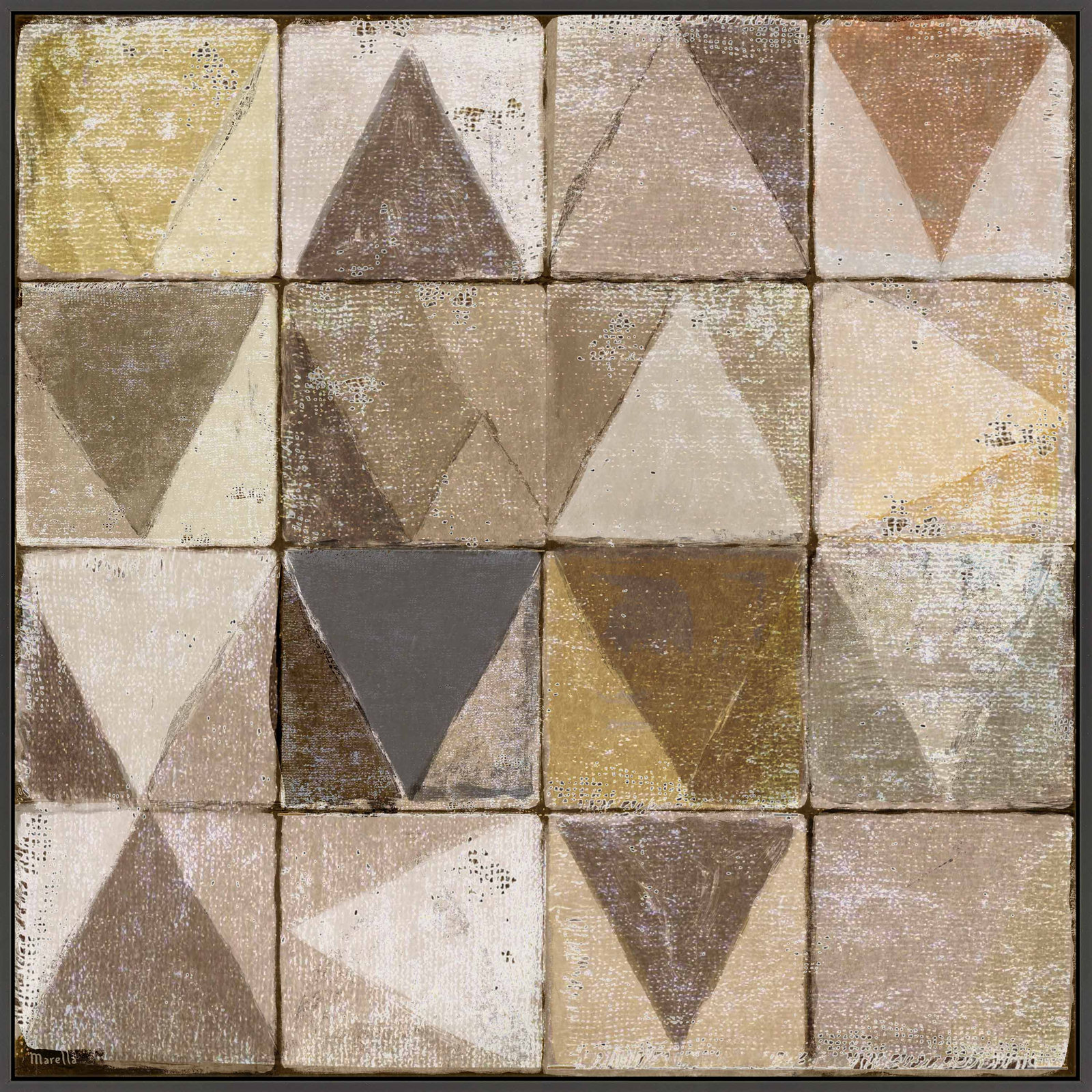Tiles 1 by Marco Marella for Studio M - Framed Wall Art, 36" H x 36" W, Canvas, Black