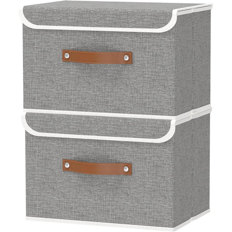17 Stories Fabric Bin, 30cm H x 29cm W x 44cm D, 2, Grey