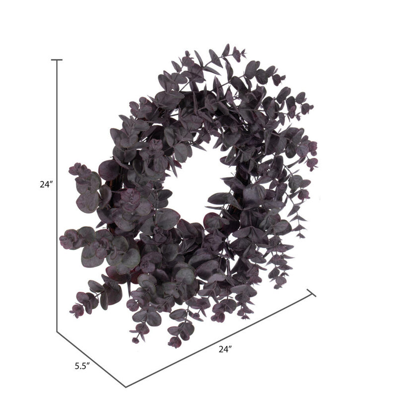 Faux Eucalyptus Plastic 24'' Wreath, Red