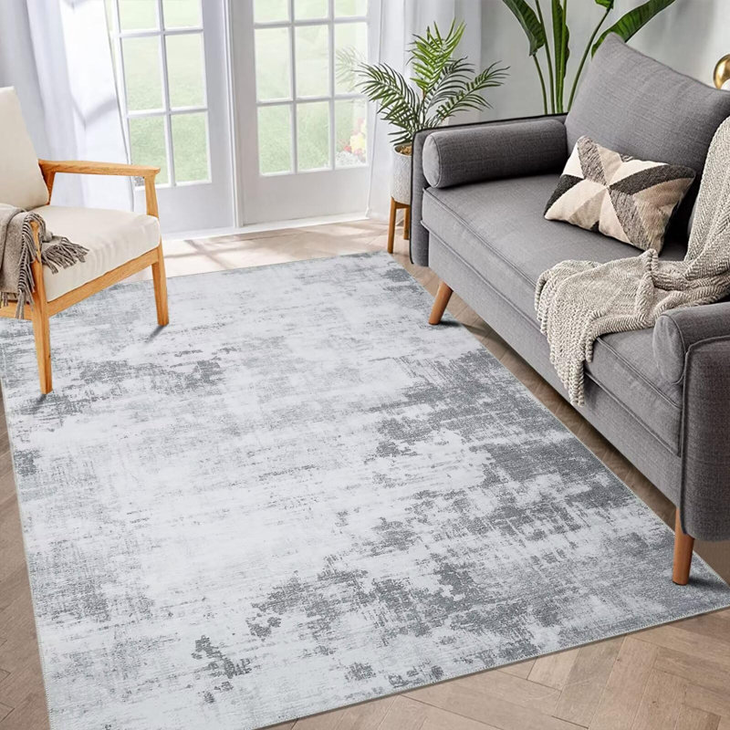 Tapis de chambre à coucher à poils courts et lavable, Rectangle 8 pi x 10 pi