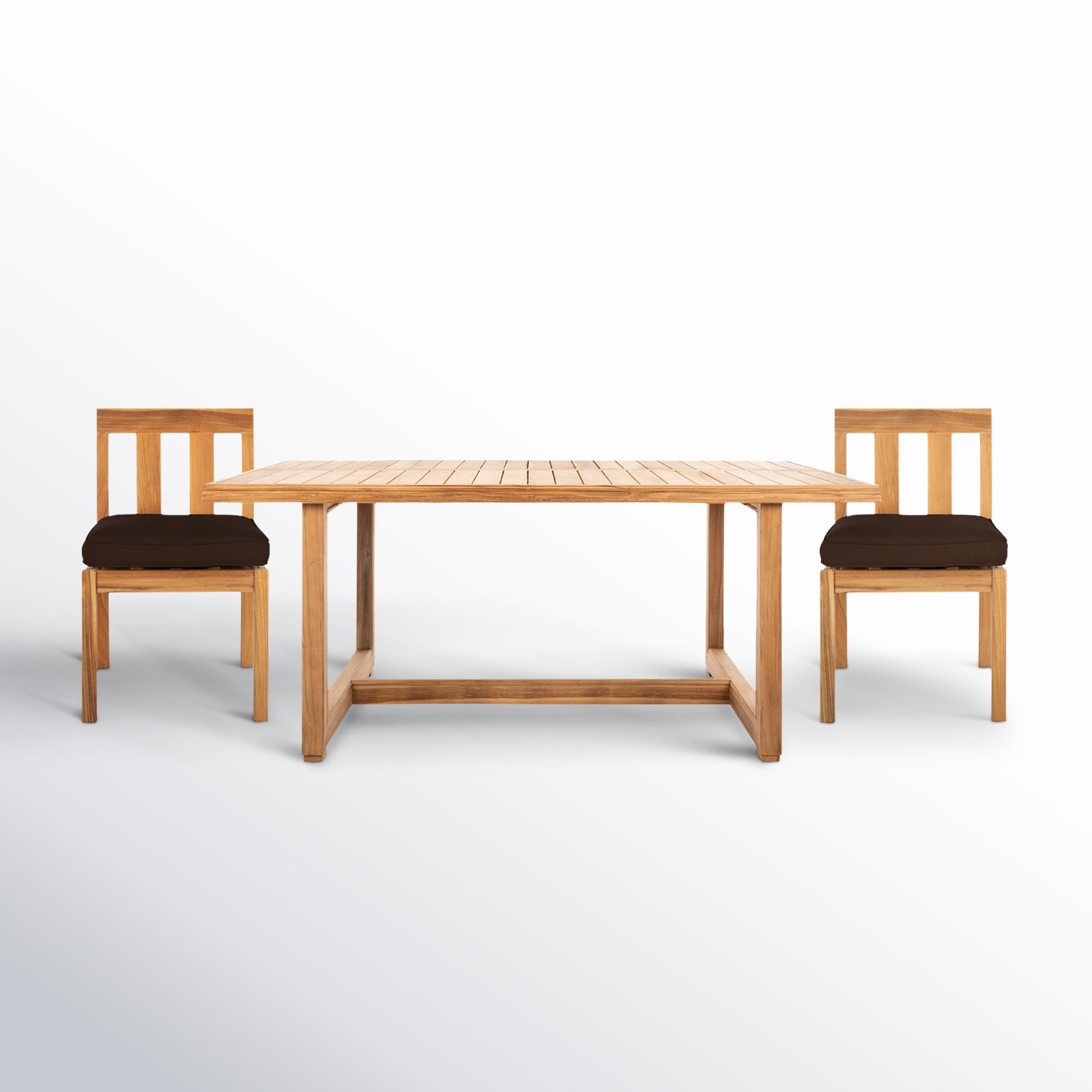 Melrose 4-Person Teak 71" Outdoor Dining Set, Dark Brown
