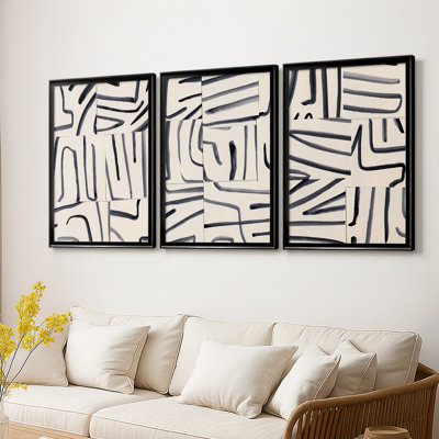 Splice Lines I - Toile tendue avec châssis sur mesure - 3 pièces
