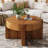 31.5" Farmhouse Round Solid Wood Coffee Center Table, Thick Tabletop，X-Shaped Legs, Living Room, Easy Assembly, Rustic Brown