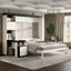 Lit escamotable blanc Queen Size avec bureau intégré, étagères et armoires de rangement, meuble de chambre multifonctionnel gain de place-2007917300