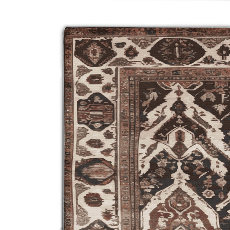 Tapis d'intérieur et d'extérieur brun Persian, Rectangulaire 8 pi x 10 pi