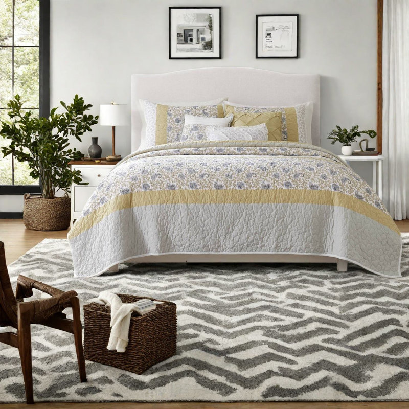 Ensemble de literie réversible 6 pièces en coton Percale Farmhouse Home