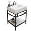 Meuble-lavabo de 24 po en marbre de Carrare naturel avec lavabo, structure en acier inoxydable noir et tablette en verre-1556390636-1572645740