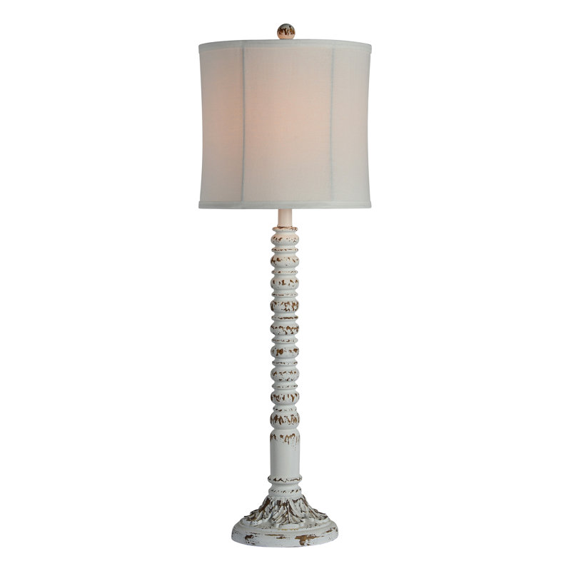 Edith 35.5" Distressed White Buffet Lamp