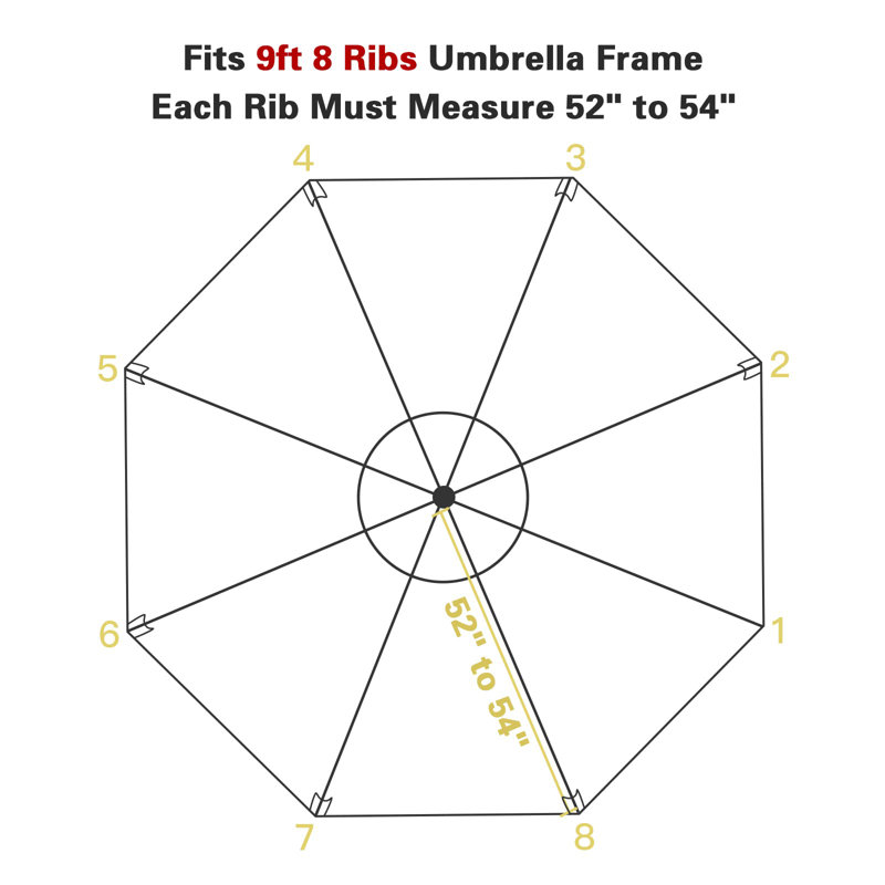 Red 9-Foot Waterproof UV-Resistant Patio Umbrella Canopy