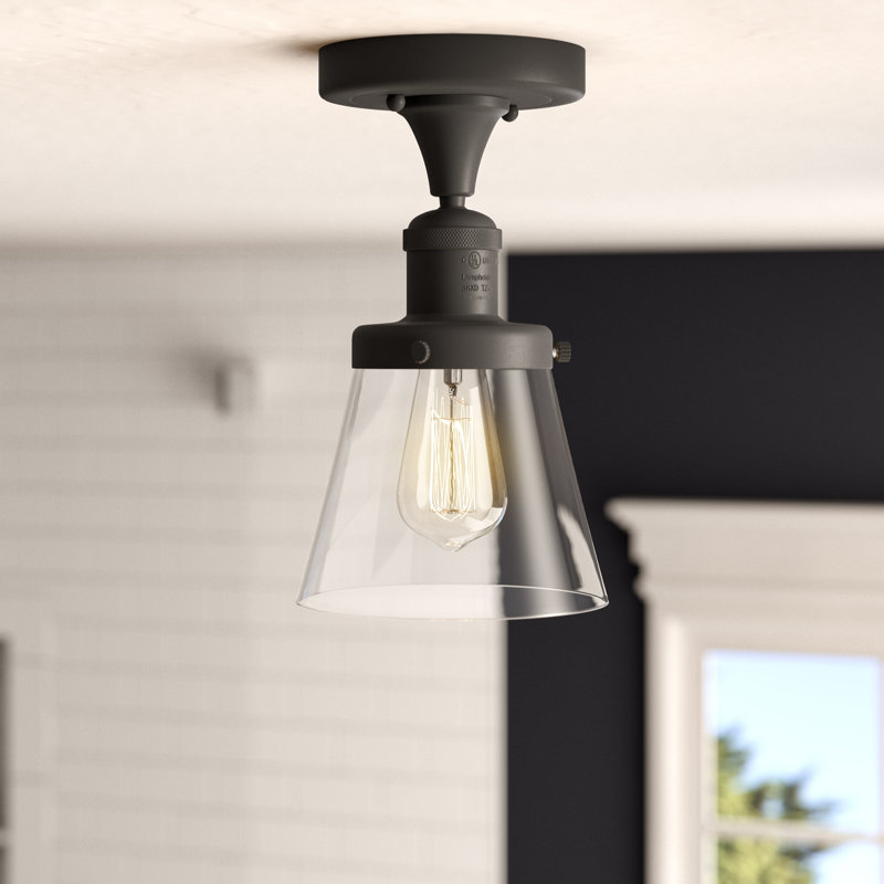 Glass Semi Flush Mount, Clear, Oil Rubbed Bronze
