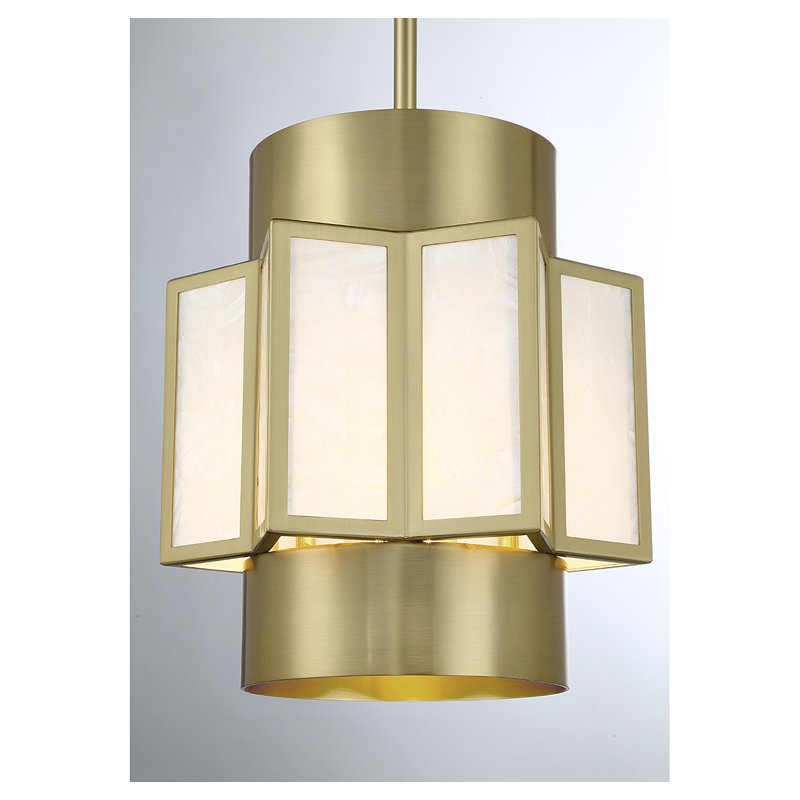 Gideon Warm Brass 3-Light Pendant with Capiz Shell