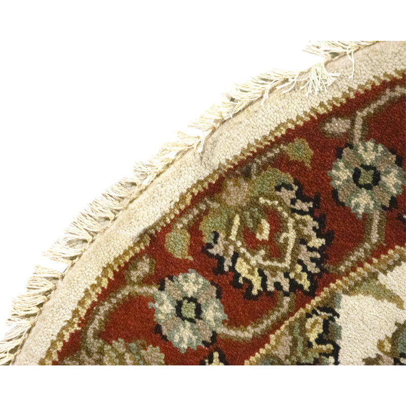 Hand Knotted Wool Area Rug in Ivory And Red