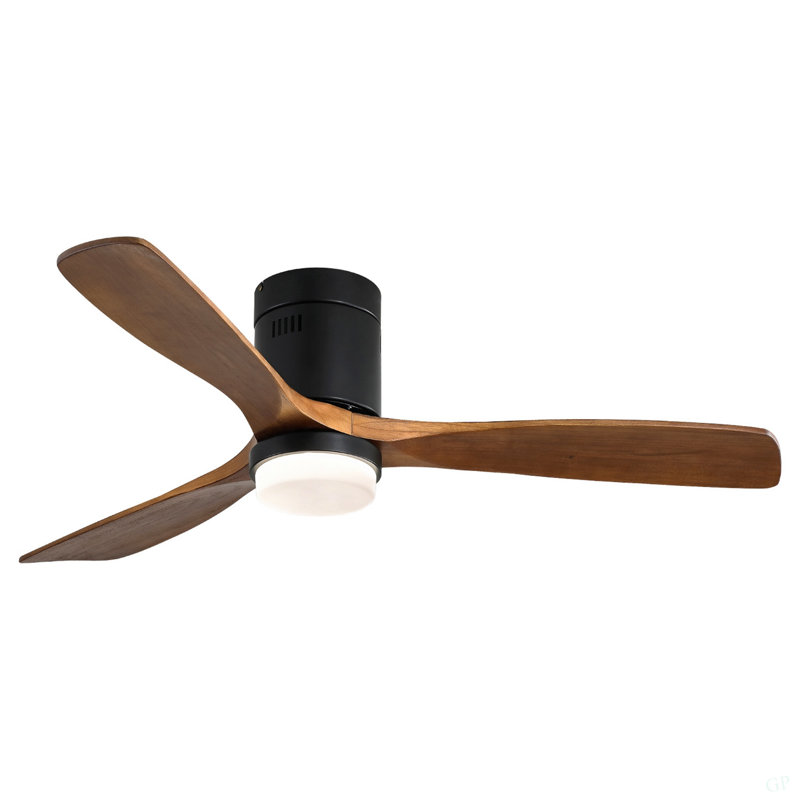 Ventilateur de plafond 52 pouces avec lumières et 3 pales en bois massif