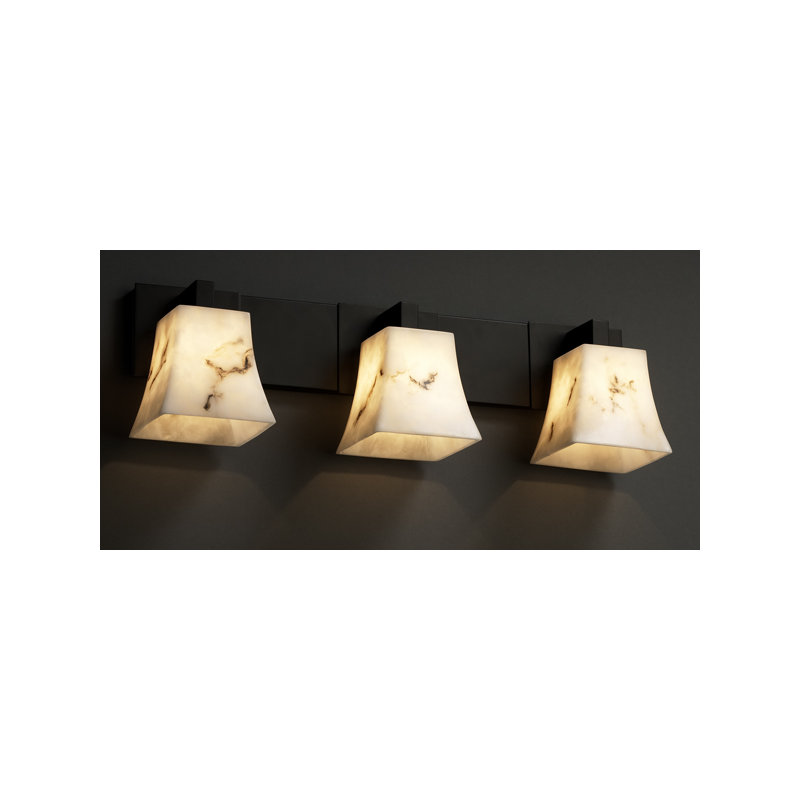 Éclairage modulaire pour meuble-lavabo 3 lumières LumenAria, Carré avec rebord plat, Noir mat
