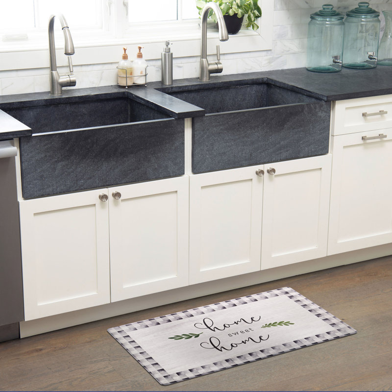 Cozy Living Grey/Black Checkered Anti-Fatigue Kitchen Mat