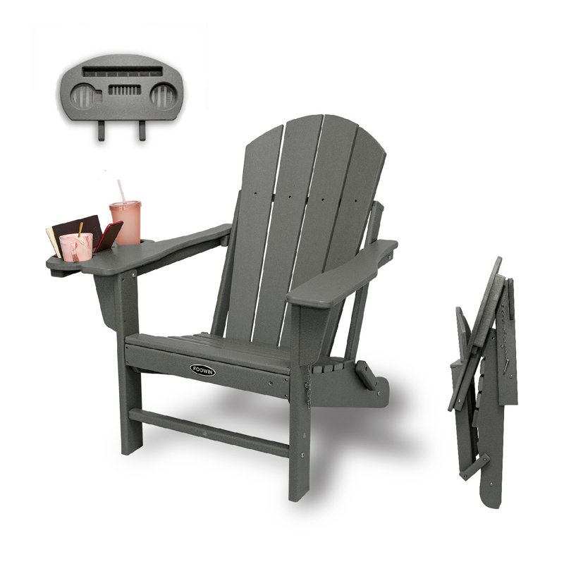 Garbani Foldable Outdoor Adirondack Chair, Gray