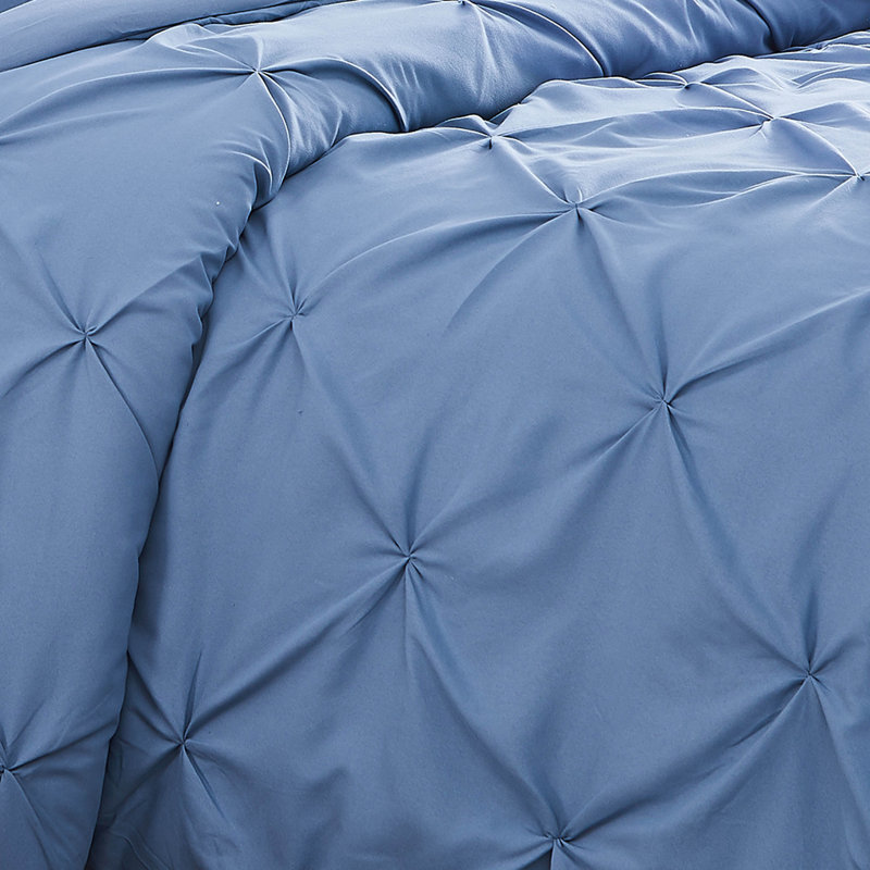 Pinch Pleated, Pintuck Duvet Cover Set with matching shams, Twin Duvet + 1 Standard Sham, Coronet Blue