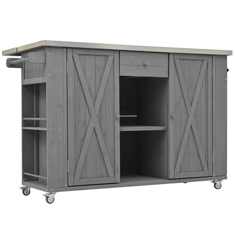 Îlot de cuisine extérieur 52,25 po Farmhouse, Gris