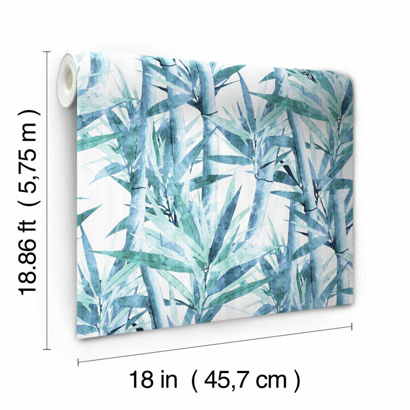Rouleau de papier peint adhésif autocollant l 18,86 pi x l 18 po en bambou Antilles, Bleu / blanc