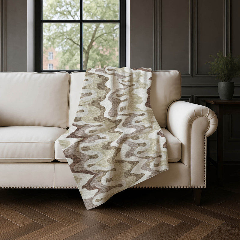 Jeté en laine Sherpa ASB750 Addison, Beige / abstrait