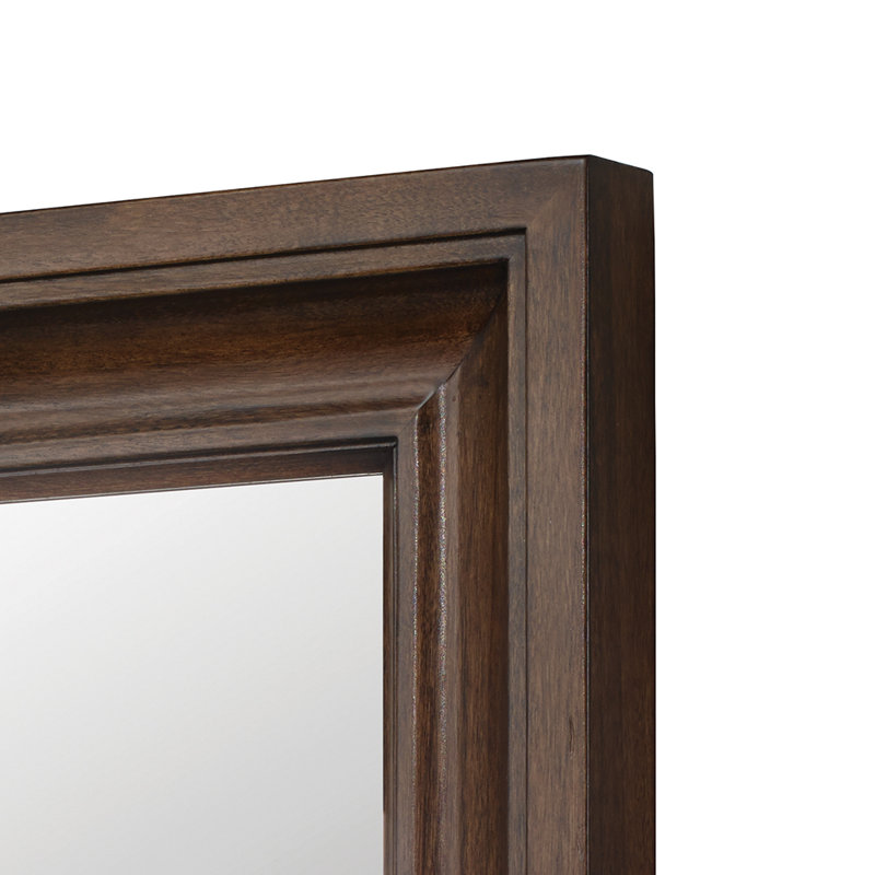 Flat Wall Mirror with Shelves, Dark Walnut