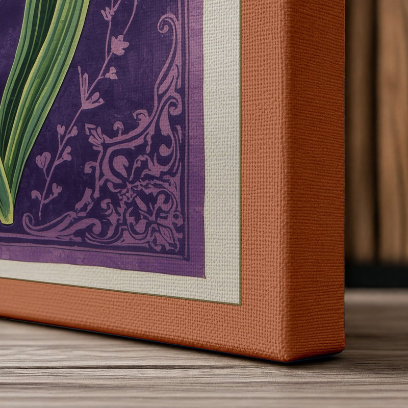 Ornamental Tulip Study Botanical - Wrapped Canvas, 18x12 - 45.7 x 30.5 cm, Terracotta Border