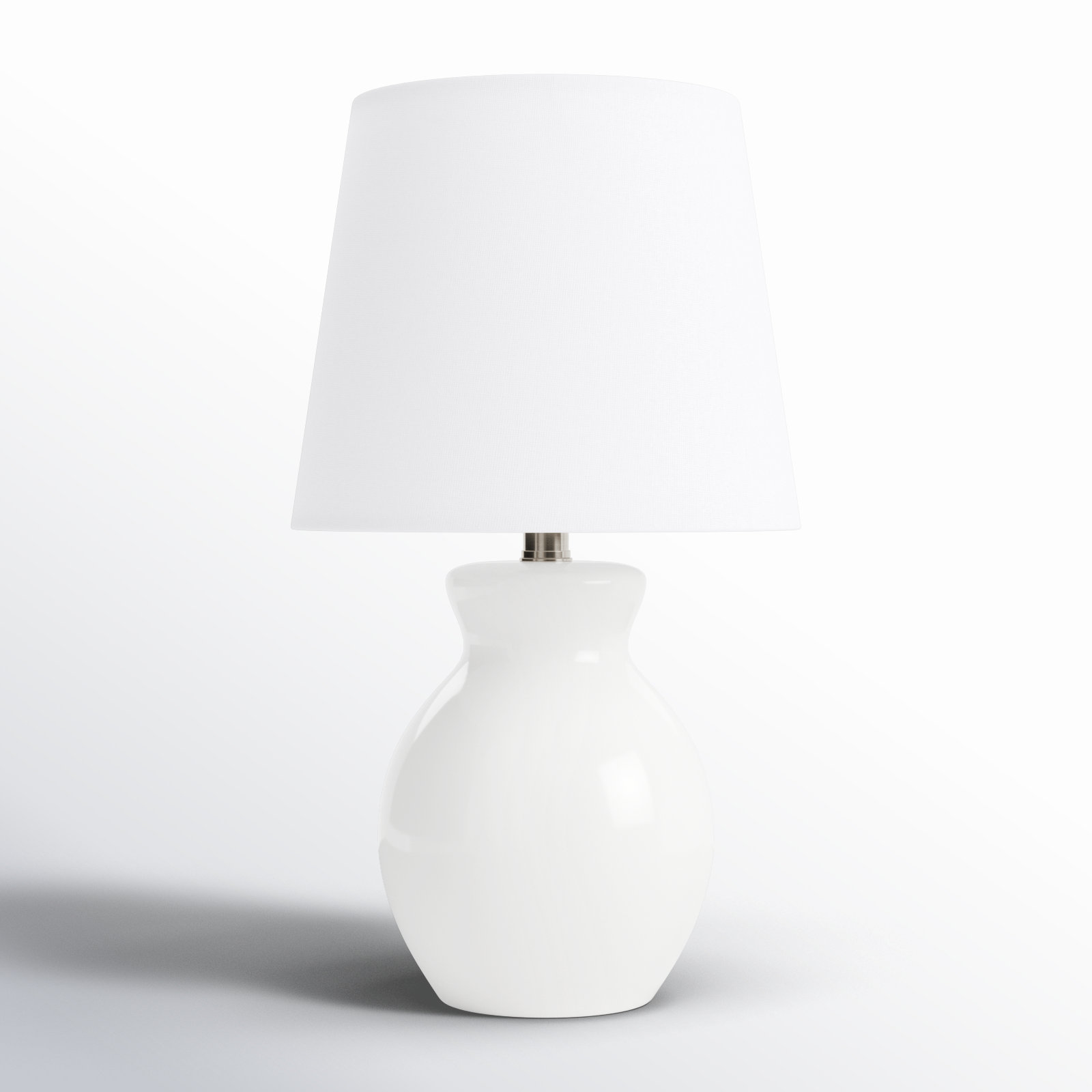 Momsen Drum Ceramic Table Lamp, White, 15'' H X 8'' W X 8'' D