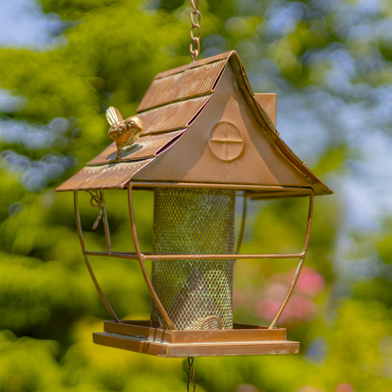 Mangeoire à oiseaux 37,75 "en forme de pagode suspendue avec tabouret et clochettes
