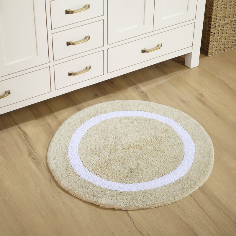 Widman 100% Cotton Tufted Reversible Bath Rug, Soft & Super Absorbent, Machine Washable Bathroom Rug for Shower, Tub & Sink Areas, 24" x 40" Rectangle, Sand/White