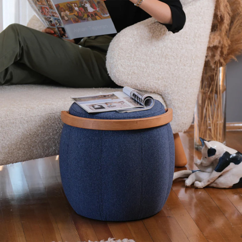 Bakrac Round Pouf, Blue