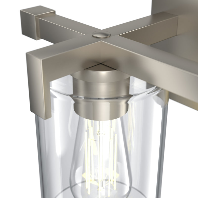 Hicklin 16 in. Modern 2-Light Brushed Nickel Dimmable Vanity Light with Clear Glass Shade, Nickel