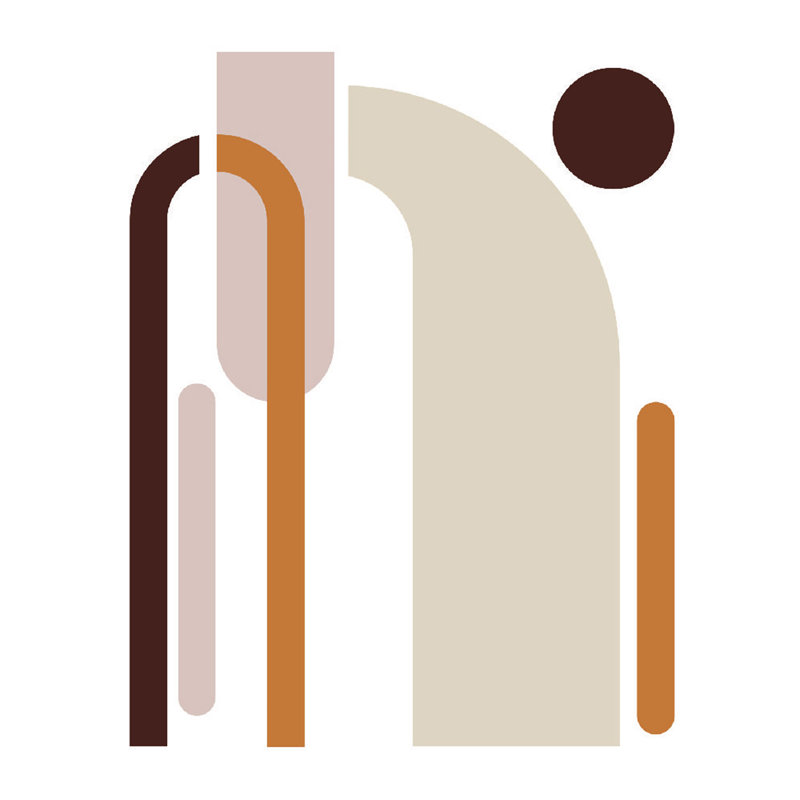 Neutral and Orange Arch Geometric Peel and Stick Wall Decals