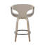 Tabouret de comptoir à hauteur fixe avec pivot en bois clair et similicuir avec repose-pieds rond en métal - ensemble de 2