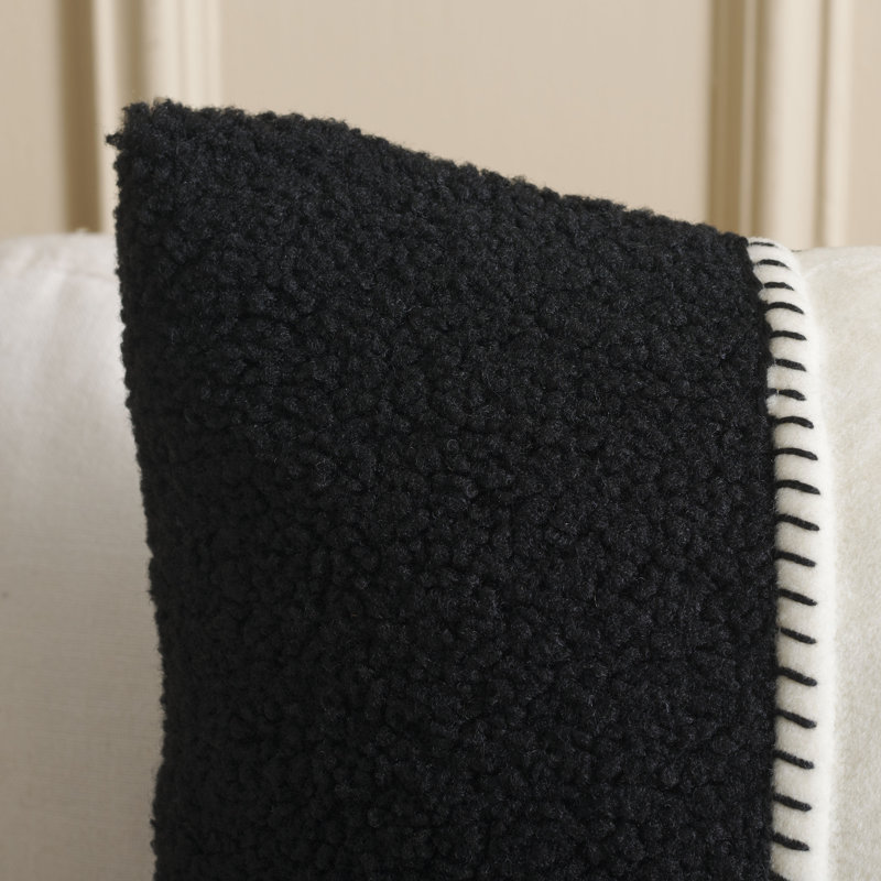 Housse et insert de coussin carré Camdyn, Noir / Ivoire