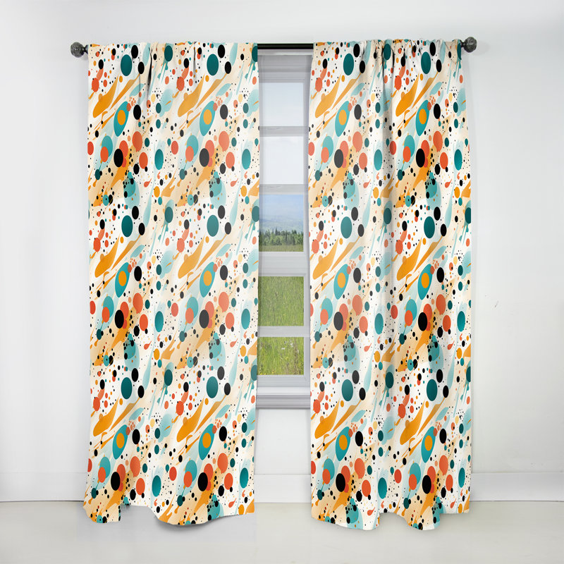 Kielah - Rideau obscurcissant géométrique Mid-Century - 1 panneau, L 52 po x L 63 po