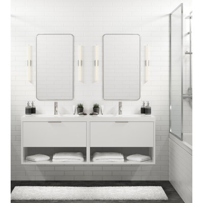 Modo 60" W Wall Mounted Double Bathroom Vanity