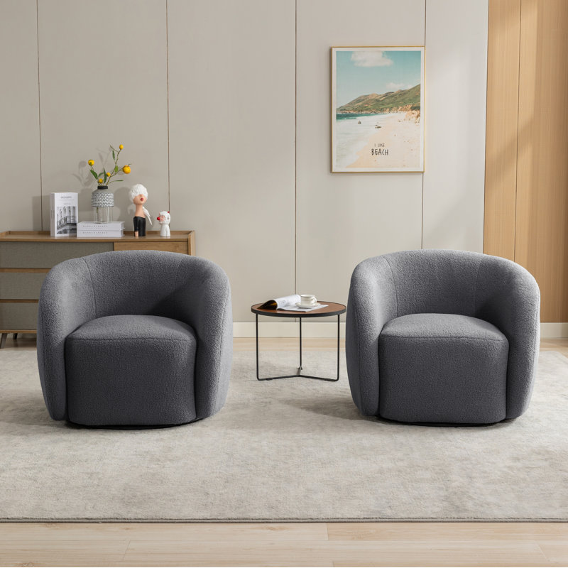 Fauteuil pivotant rembourré Katherline, Mélange de polyester gris