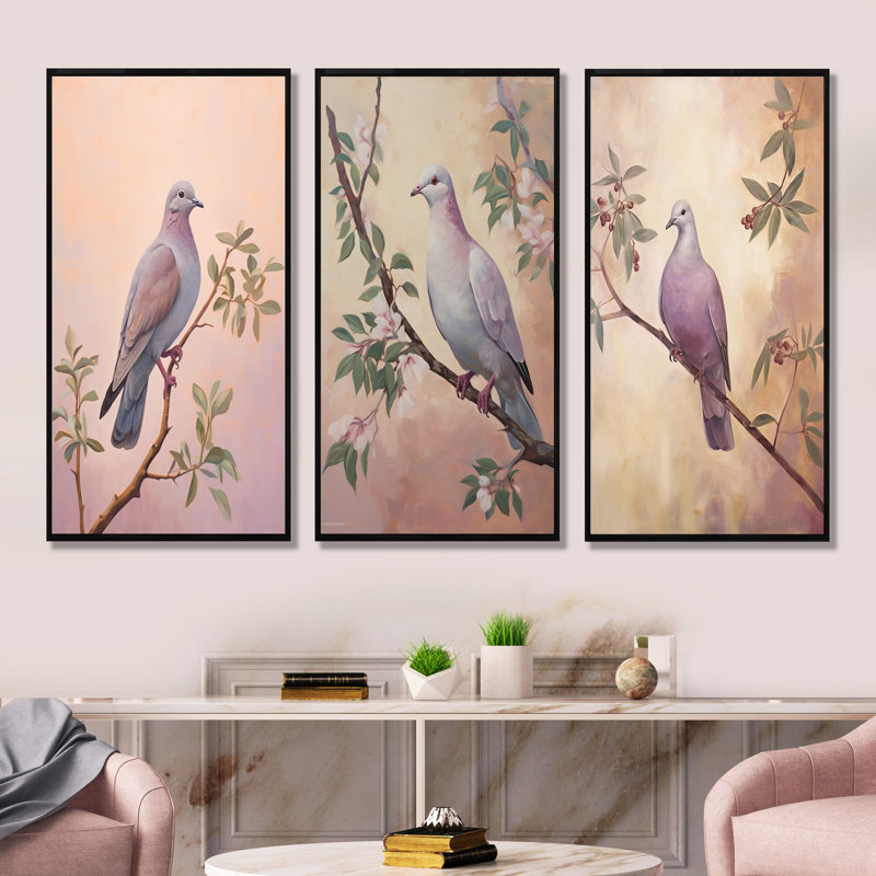 Ensemble de 4 décorations murales Dove, Cadre flottant noir, H 32 po x l 48 po