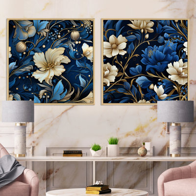 Motif victorien cobalt bleu nouveau style victorien