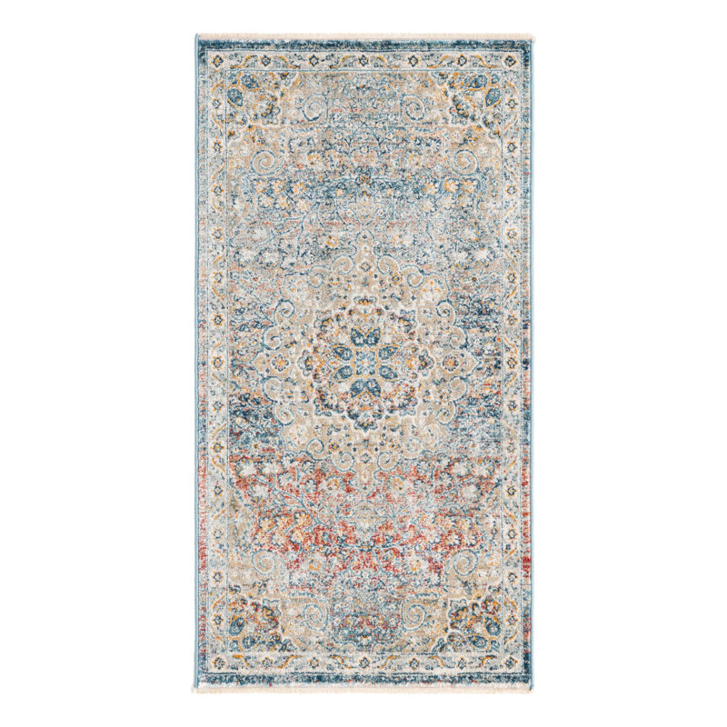 Tapis oriental bleu / crème / rouge Alize, Rectangle 2 pi x 3 pi 11 po