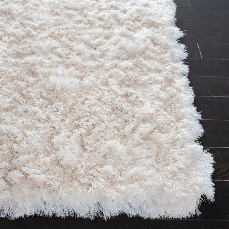 Tapis performance à poil long touffeté à la main abstrait Chamira, Carré 7 pi