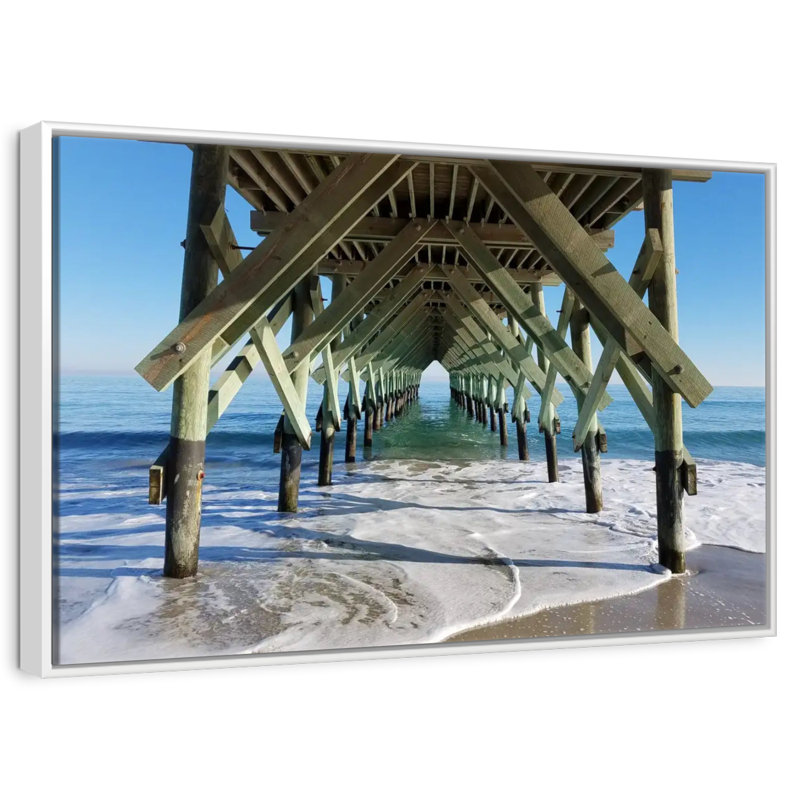 Under Wrightsville Beach Pier, Floating Frame White, 46" X 31"