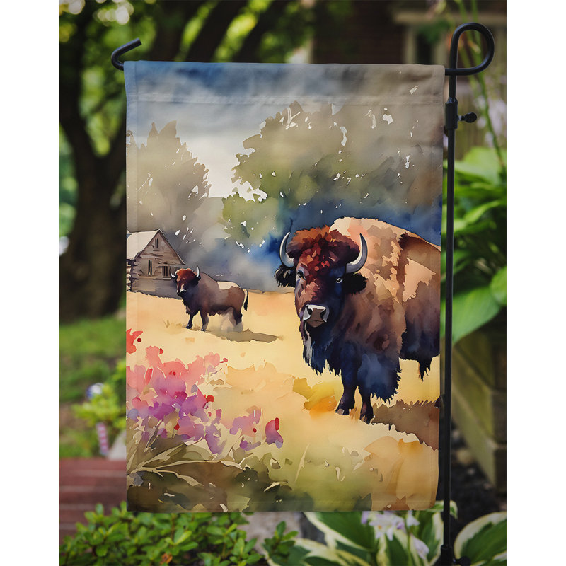 Drapeau de jardin en bois bison