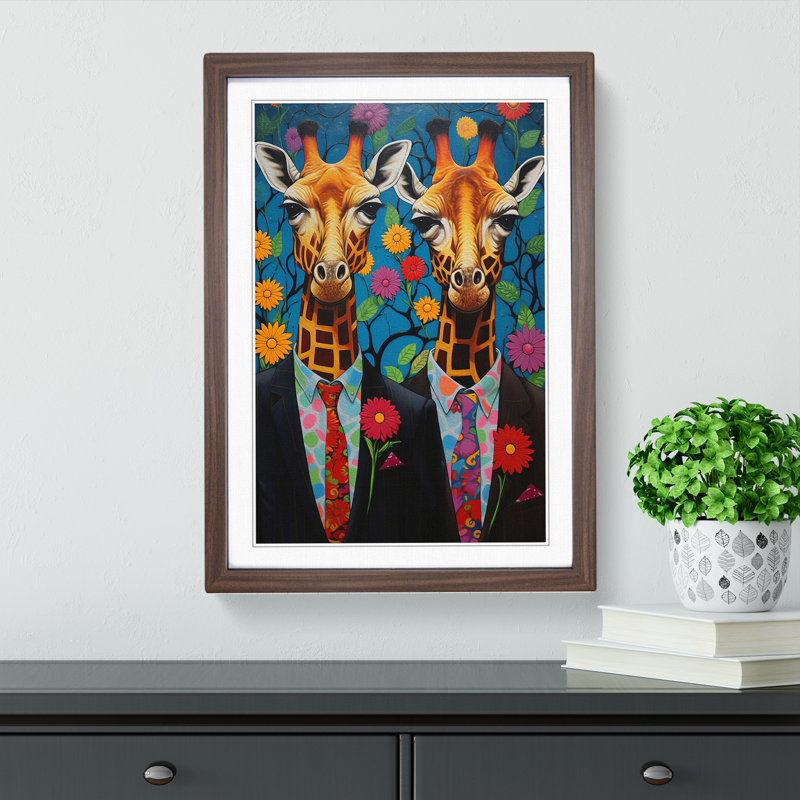 Giraffe Contemporary No.2 - Framed Print, Walnut, 46cm H x 34cm W x 2cm D