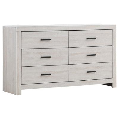 Cette commode à 6 tiroirs présente des lignes épurées et une silhouette épurée pour se fondre parfaitement dans une décoration contemporaine.