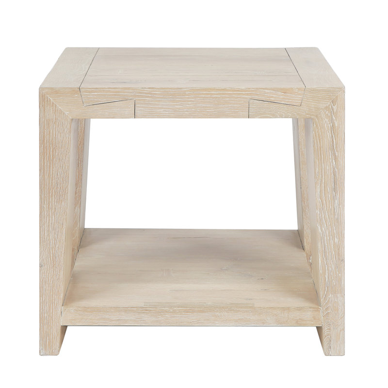 Troy Solid Wood Floor Shelf End Table, Tan