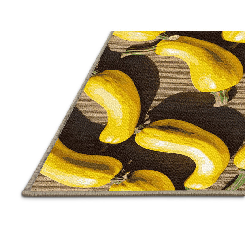  Tapis jaune lavable et lavable, Rectangle 5 pi x 7 pi